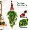 Christmas Door Wreath with Artificial Flowers and Santa Ornament for Front Door, Porch and Garden Decor