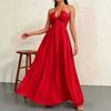 Amazon eaby European and American summer new hot-selling women's neck dress suspender strap holiday skirt