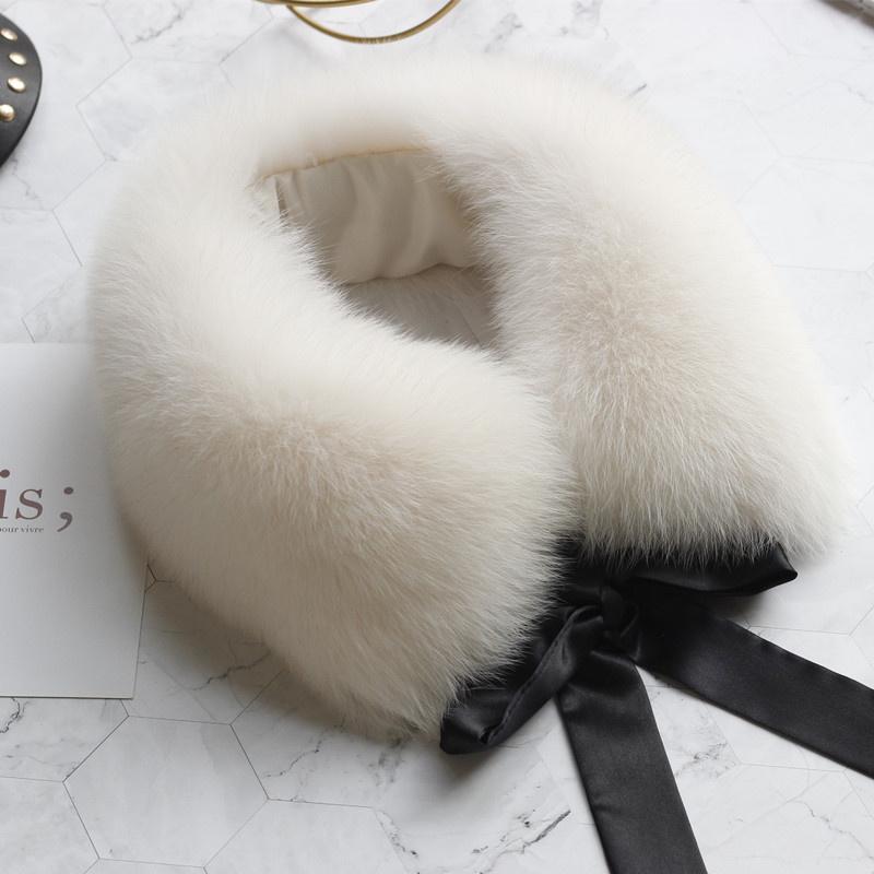 Fox Fur Collar Ladies Winter Furry Fur Collar Women Real Fox Fur Scarf Women Fox Fur Square Collar Short Scarf Shawl Winter