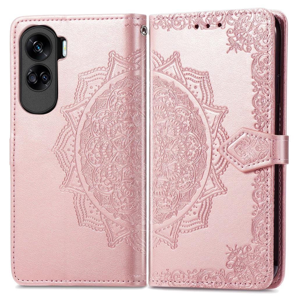 For Honor 90 Lite 5G Case Embossed Mandala Leather Phone Cover Magnetic Flip Wallet