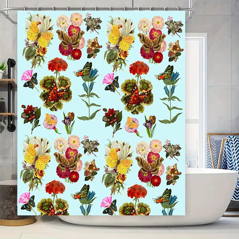 

Vivid Flower Butterfly Shower Curtain Decorative Bathroom Liner For Kids Bathrooms Wall Hanging Waterproof Fabric Home Decoratio W60H190(CM)-1 Pcs