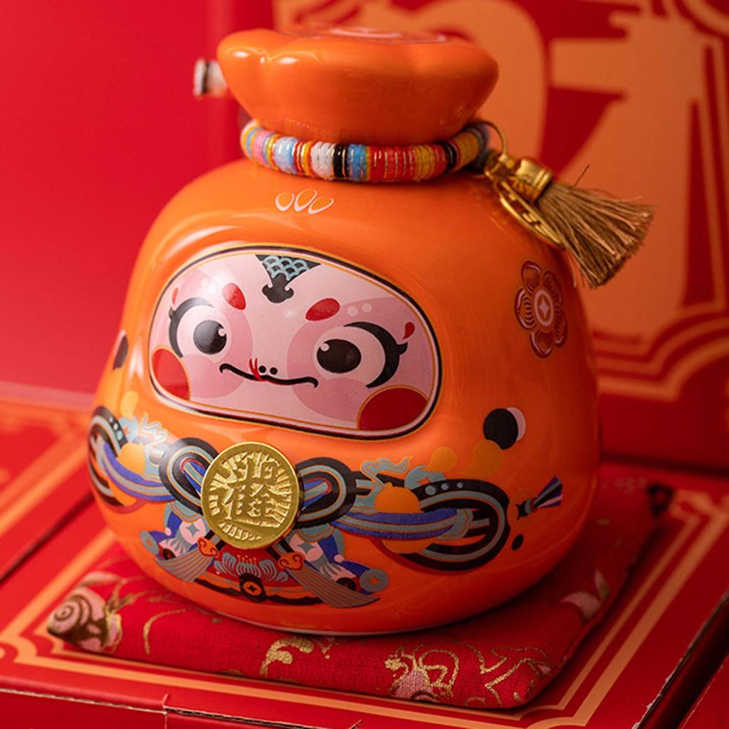 Lucky Bag Piggy Bank Money Saving Box Storage Ceramic Figurine for Desk Living Room