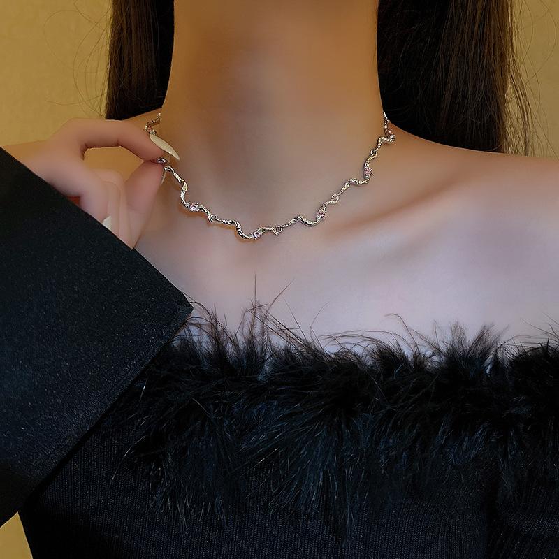 

Розовый циркон бабочка Циркон двухслойное ожерелье роскошная нишевая девушка милая цепочка на ключицу для вечеринки платье в тон 45cm