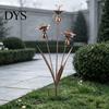 Decorative Metal Stakes Bronze Calla Lily Wind Chime with Bells, Rustproof Ground Stake Yard Art, Garden Bed Accessories Easy Install Outdoor
