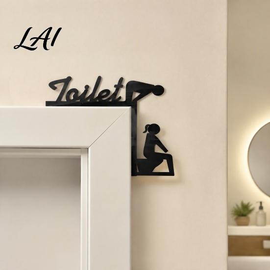 Bathroom Door Sign Funny Sign Thinking Room Metal Wall Art with Humorous Quotes Self-Adhesive Clever Decor Toilet for Restroom Rustproof
