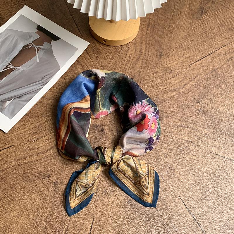 Silk Scarf Neck Small Square Scarf High Sense Summer New Thin Shirt Small Scarf Scarf Shawl Headscarf Headband
