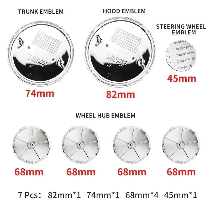 7 Pezzi Emblema Cofano Anteriore Auto Logo 50° Anniversario 82mm + Distintivo Posteriore 74mm + Coprimozzo Ruota 68mm Copertura Decorativa Styling per BMW M