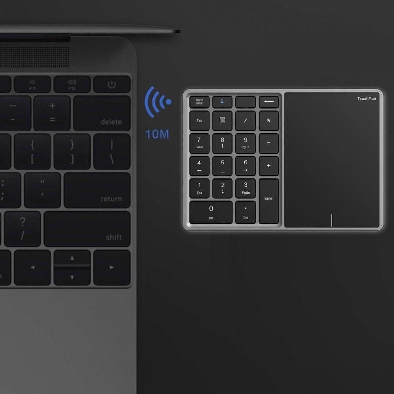22-Tasten-Tastatur mit Ziffernblock für Finanzbuchhaltung, Bluetooth 4.2 + 2,4-GHz-USB-C-Ladeanschluss, Touchpad