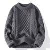 Suéter de Hombre Otoño Invierno Vintage Cuello Redondo Color Sólido Pulóveres de Punto Sueltos Harajuku Hombre Retro Punto Pulóveres