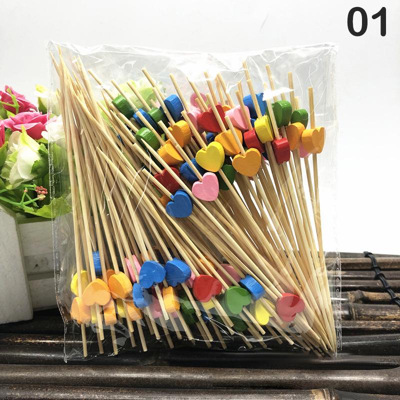Disposable Bamboo Skewers Food Picks Buffet Cupcake Fruit Fork Party Cake Dessert Salad Vegetable Sticks Toothpick Skewer