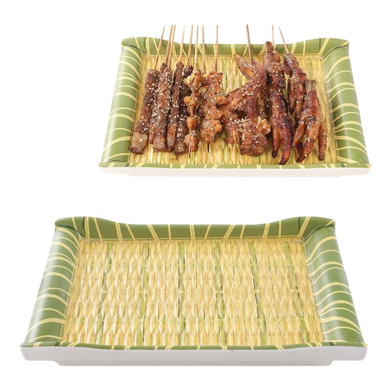 Chinese Style Melamine Imitation Bamboo Woven Serving Tray
