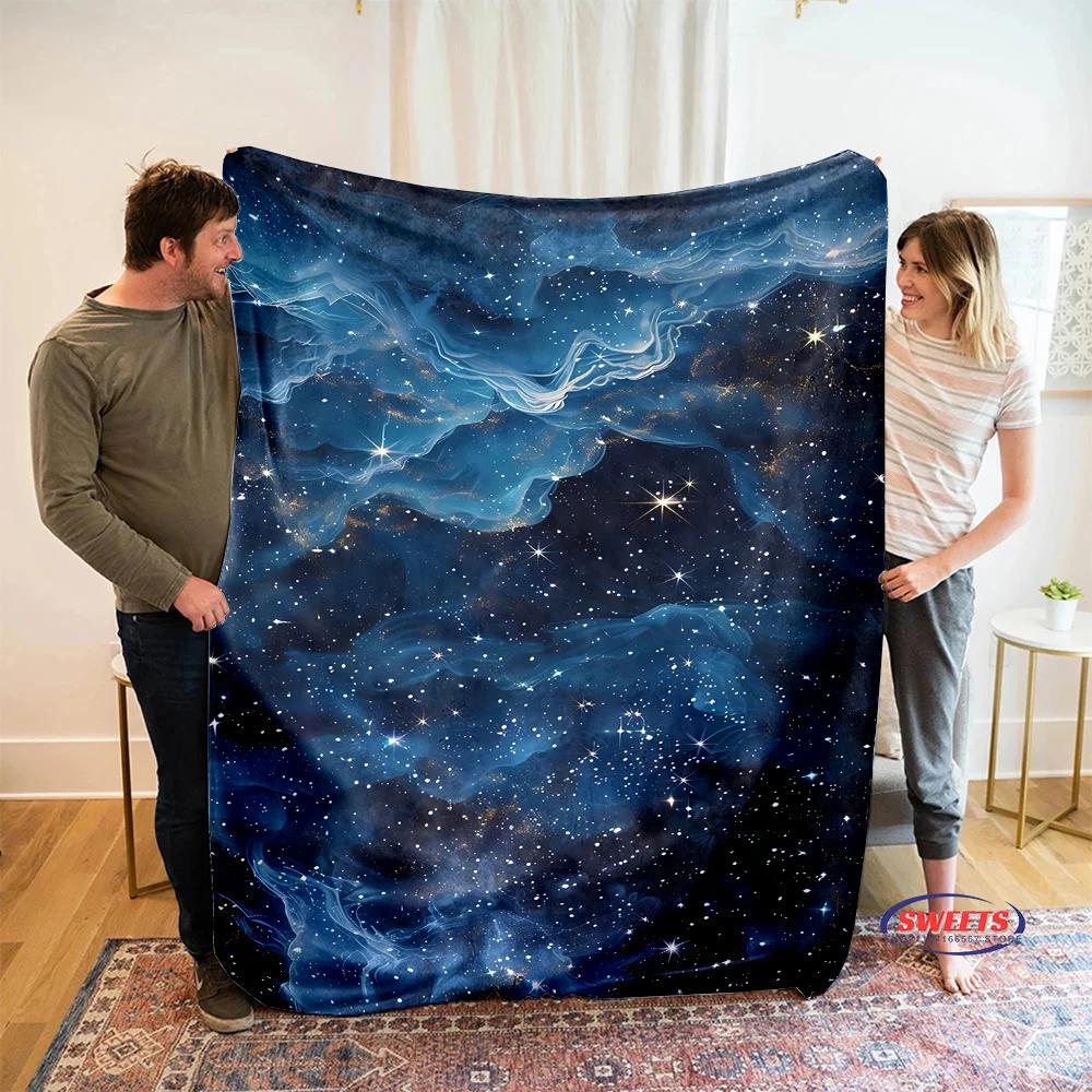 Comfortable and Soft Starry Sky Theme Blanket, Add Beauty To The Home, All Seasons, Home Office Can Be Used, Nap Camping Blanket