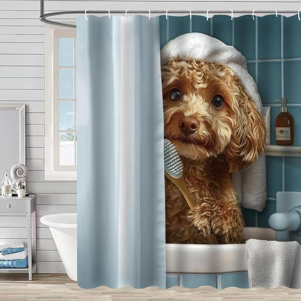 Waterproof Curtain With Mildewproof Shower Sea Wave Dinosaur Whale And Cat Print