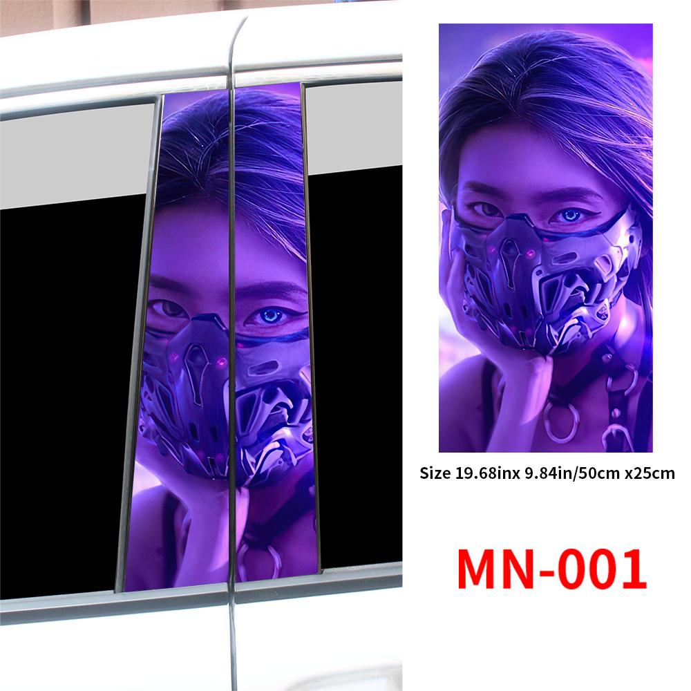 Cyberpunk Beauty Car Stickers Car B-pillar Vinyl Decals Waterproof Auto Center Pillar Sticker Cover Scratches Vehicle Decor