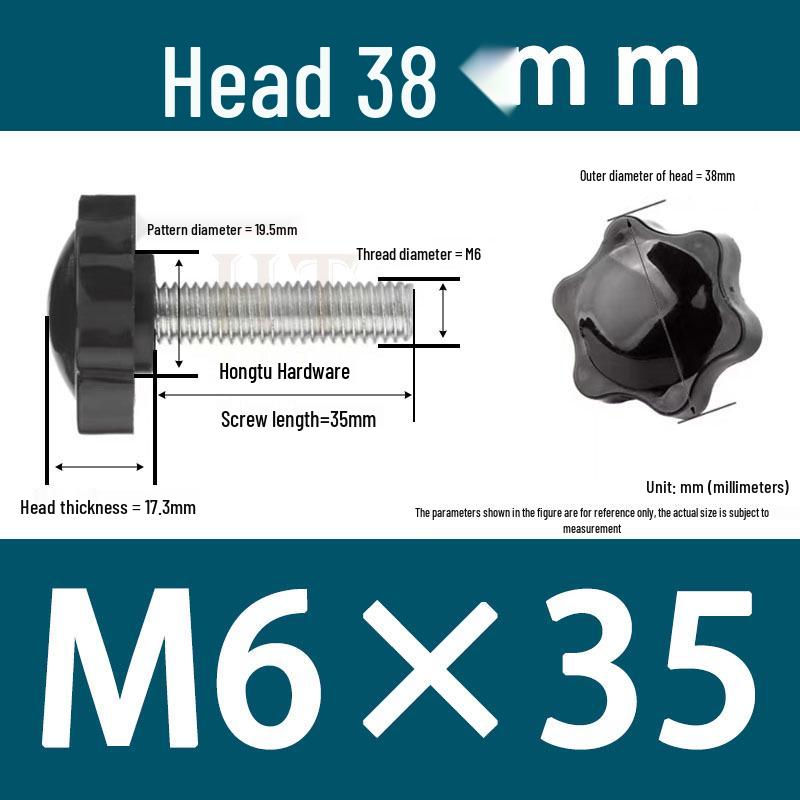 32-Head Rubber Six-Star Plum Blossom Handle Knob M5/M6/M8 Plastic Thumb Screw