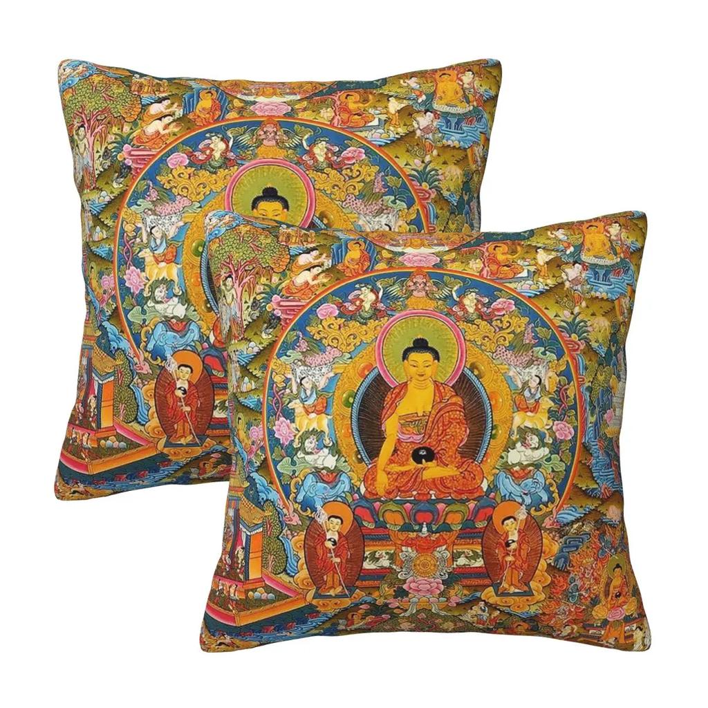 Tantric Buddhist Deity Buddhism God Buddha 2 Pcs Square Pillowcase Pillow Cover Cushion Throw Pillow For Home Car