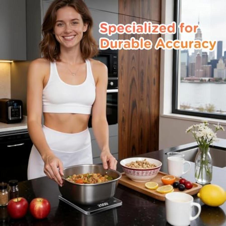 Digital Scale Kitchen 5kg/0.1g Precision Charging Electronic Kitchen Scale. Tempered GlassAluminum Alloy Frame LED Hidden Displ