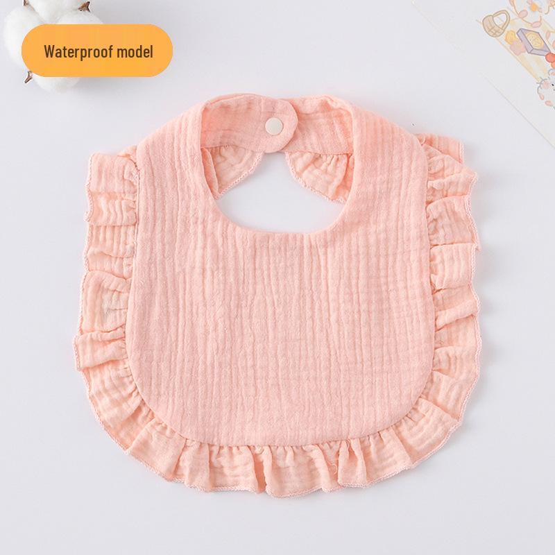 Ruffle Lace Waterproof Cotton Baby Bib (Seven-Layer Gauze)