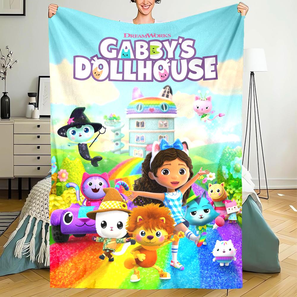 Gabby’s Dollhouse Theme Printed Blanket - Perfect for Couch, Bed, Travel & Outdoor Use | Machine Washable, Cozy & Durable.