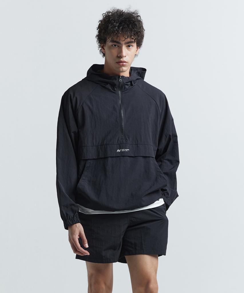 Lazybee [Set] Camp Windbreaker Anorak Jacket + Sports Shorts M Black