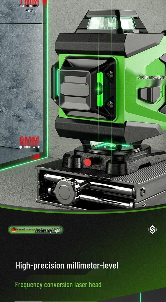 16-Line High-Precision Outdoor Green Laser Level with Strong Light and 12 Infrared Wall Stickers