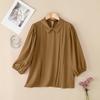 ZANZEA Women Summer Turn Down Collar Loose Casual 3/4 Sleeve Solid Blouse