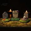 Halloween Graveyard Signs Tombstones Yard Signs, Realistic Outdoor Bonsai Scene Layout Lawn Decorations for Horror Party Garden Cracked Skull Decor