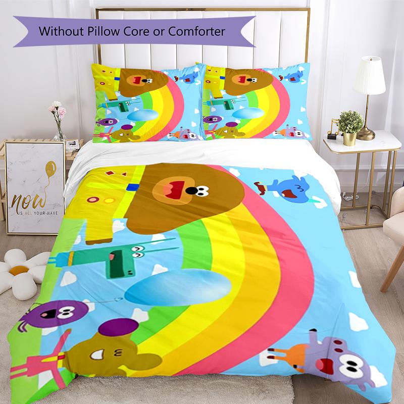 3pcs Hey Duggee Bedding Set Duvet Cover Closure Includes 1 Duvet Cover & 2 Pillowcases, Soft and Comfortable for All Seasons.