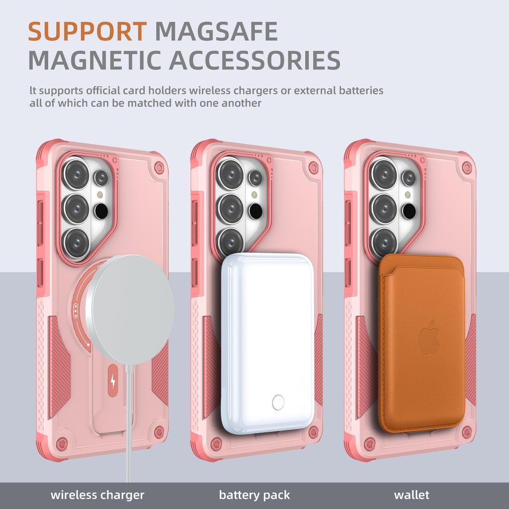 Magnetic Phone Case For Samsung S26 Ultra S25 Plus S24 A16 A16 A57 A37 Lens Protection invisable Bracket Wireless Charging Cover