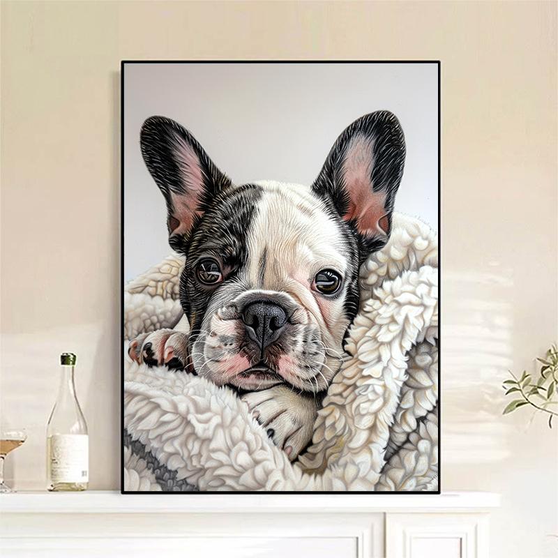 5d DIY Diamond Painting Cross Stitch Cute Animals Pet Bulldog Diamond Embroidery Mosaic Full Round Drill Home Decor Crafts