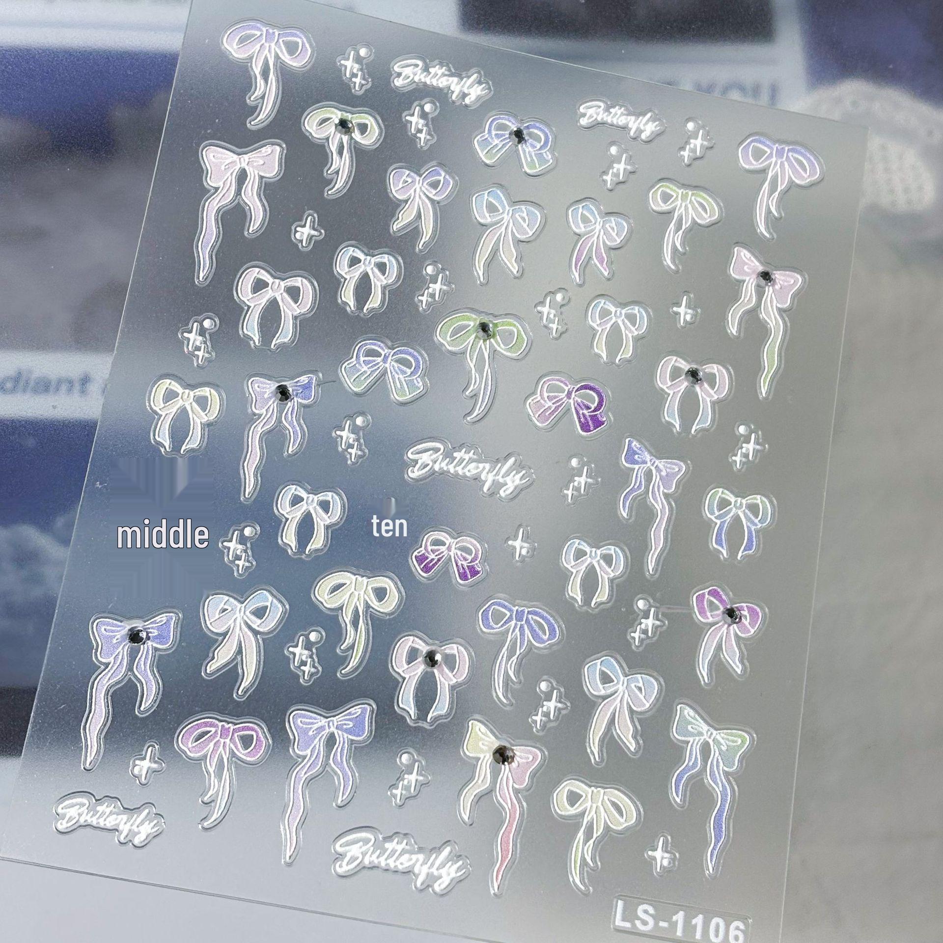 3D Crystal Diamond Bow Nail Art Stickers - Laser High-Grade Translucent DIY Decor