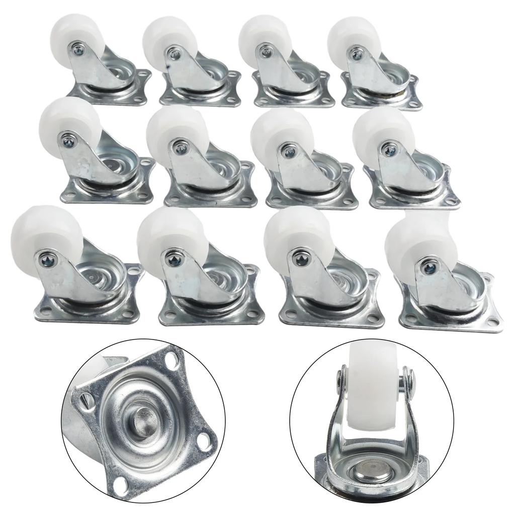 Parts Swivel Casters Homes White/silver With Rubber 4/12pcs Bearing Wheels Mount Ball Material Handling High Quality