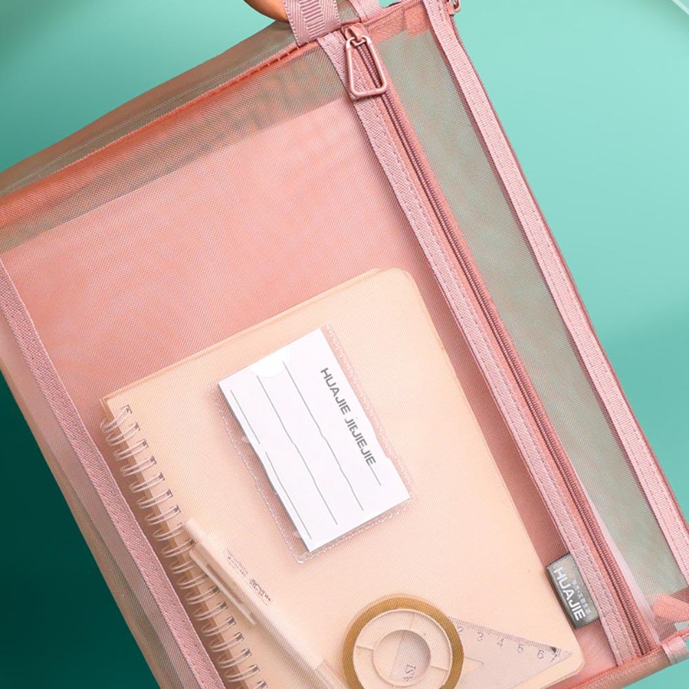 Borsa Multifunzionale a Rete con Cerniera Borsa Trasparente per Archiviazione Dati Materiale Scolastico Ufficio