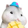 2 Pcs Hamster Figurine Resin Hamster Eating Cheese Statue Cartoon Animal
