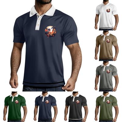 Męskie Koszulka golfowa Casual Sport W serek Kołnierzyk ze ściągaczem Krótki rękaw Moda Casual Jednokolorowe Równina Wiosna i lato Regularny krój