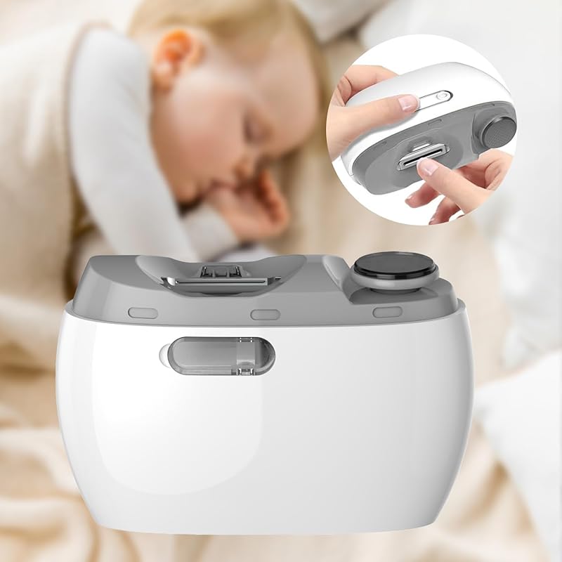 Electric Nail Clipper Trimmer for Adults: Rechargeable Baby Nail Trimmer Electric 2-in-1 Cutting and Grinding 2-Speed Nail Drill File with LED Light L