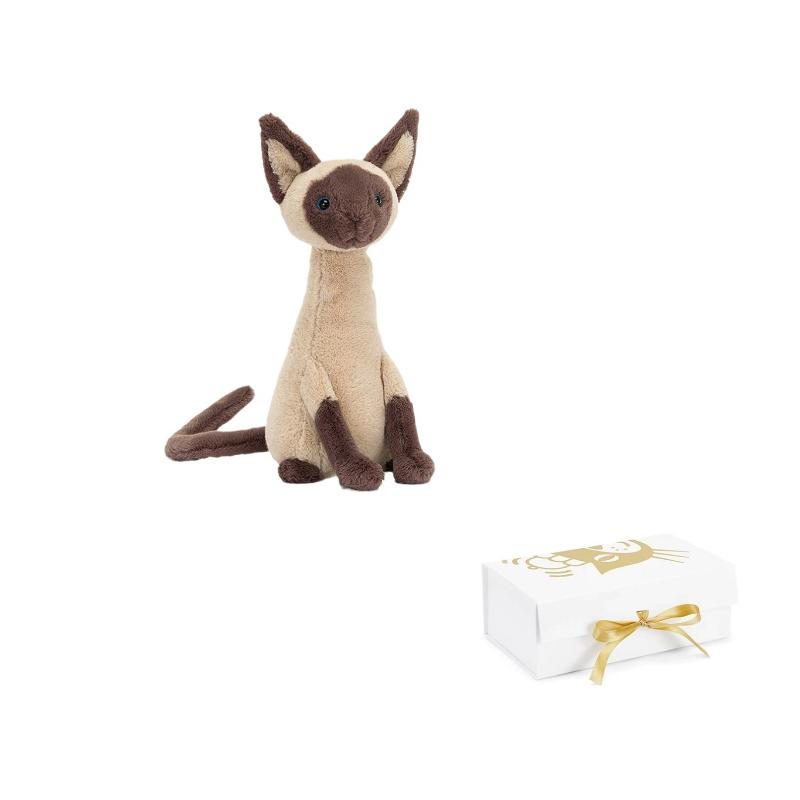 

JELLYCAT Серія Коти Айріс Сіамський Кіт Мила Лялька Плюшева Лялька Висотою 27 см Gold Box