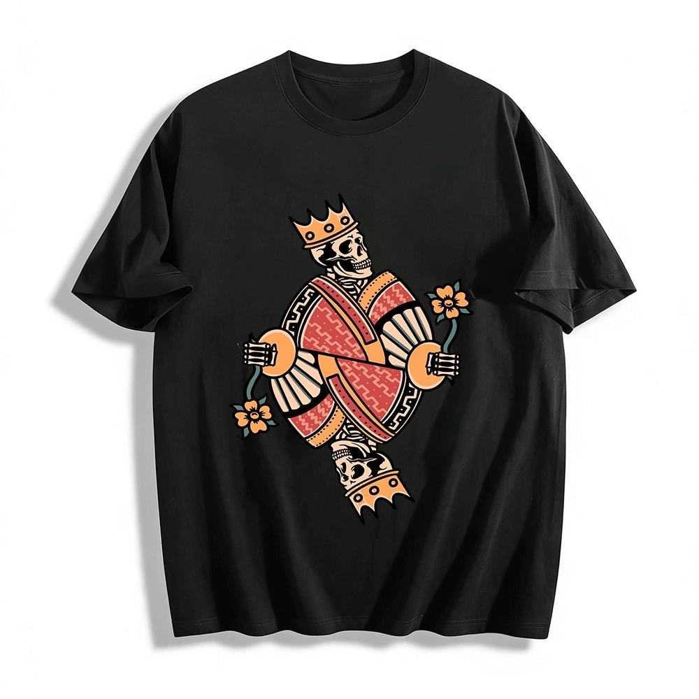 

Vintage Skull King Graphic Tee Edgy Streetwear Casual Top Pure cotton T-shirt XXS