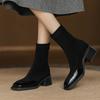 Krazing Pot Flock Winter Square Toe Modern Size 33 Boots Size 43 Zipper Fashion Stretch Ankle Boots