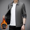 Romone Men's Autumn Lapel PU Leather Jacket