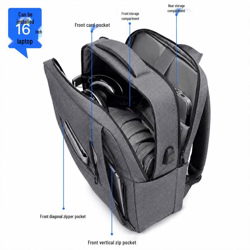 15.6-16 Inch Laptop Backpack - Splash-Proof Business & Student Bag