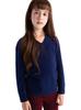 Girls' V-neck Wool Base Layer Sweater - Soft, Warm, Skin-friendly, Solid Color One-Piece Top