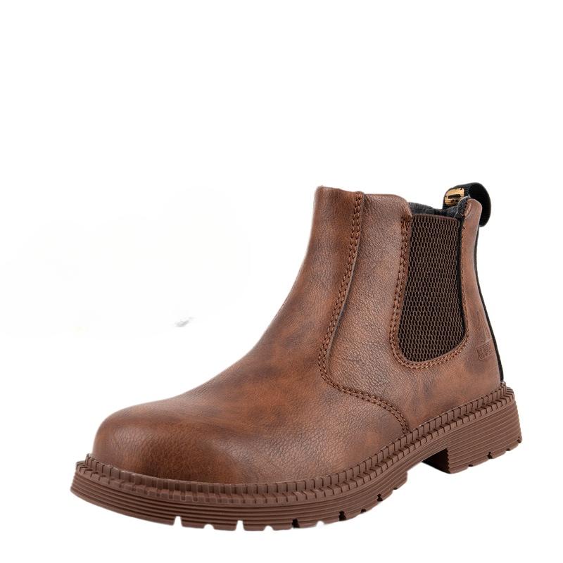 Labor Protection Shoes Embossed Cowhide Breathable Anti-smash and Puncture-proof Labor Protection Shoes Safety Protective Work Shoes