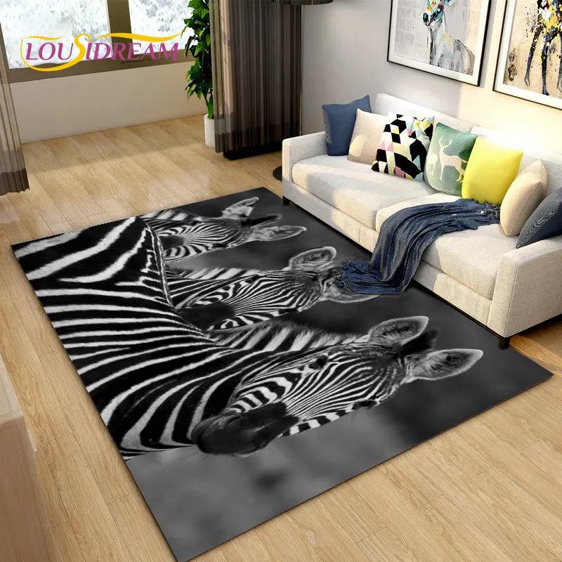 Duży dywanik ze wzorem zebra, dywanik do salonu, sypialni, kuchni, dekoracja, antypoślizgowa mata podłogowa dla dzieci