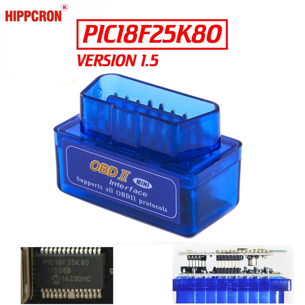

Hippcron автомобильный OBD V1.5 Bluetooth сканер версия 1.5 OBD2/OBDII для Android автомобильный считыватель кодов диагностический инструмент сканер