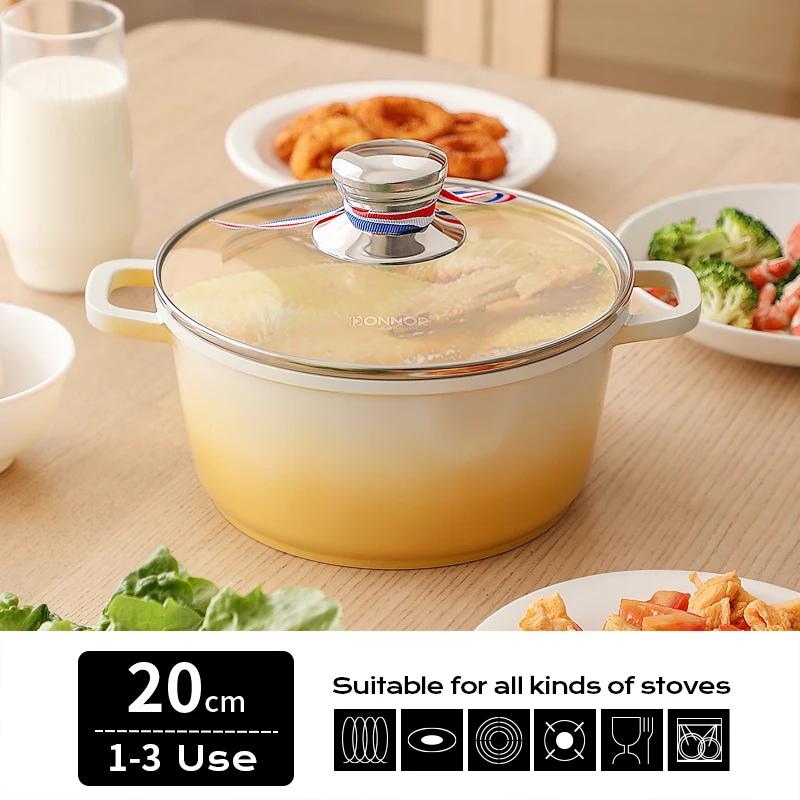 

DONNOR Stew Pot WithLid Soup Pot Non-stick Pot Thick Soup Ceramic Glaze Heat-Resistant Household Two Ears Cookware Gas Induction