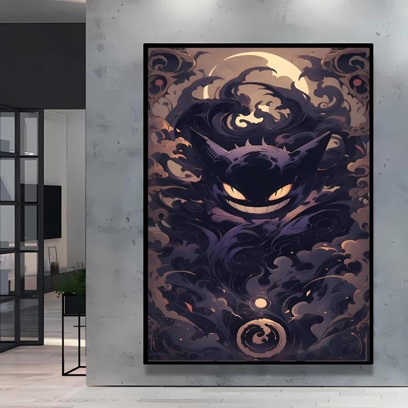 Canvas Artwork Painting Pokemon Gengar Poster Hd Prints Cartoon Character Picture Classic Modern Home Living Room Wall Decor