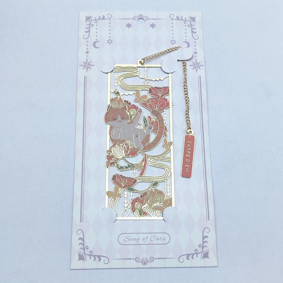 1 Marcador de Livro de Gato Adorável Marcador de Metal Metal Latão Estilo Clássico Fofo Presente para Estudante Marcador Vazado Cultural e Criativo