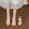 Autumn and summer new French pointed pink rhinestone sequins stiletto light mouth sandals high heels fashion shoes
