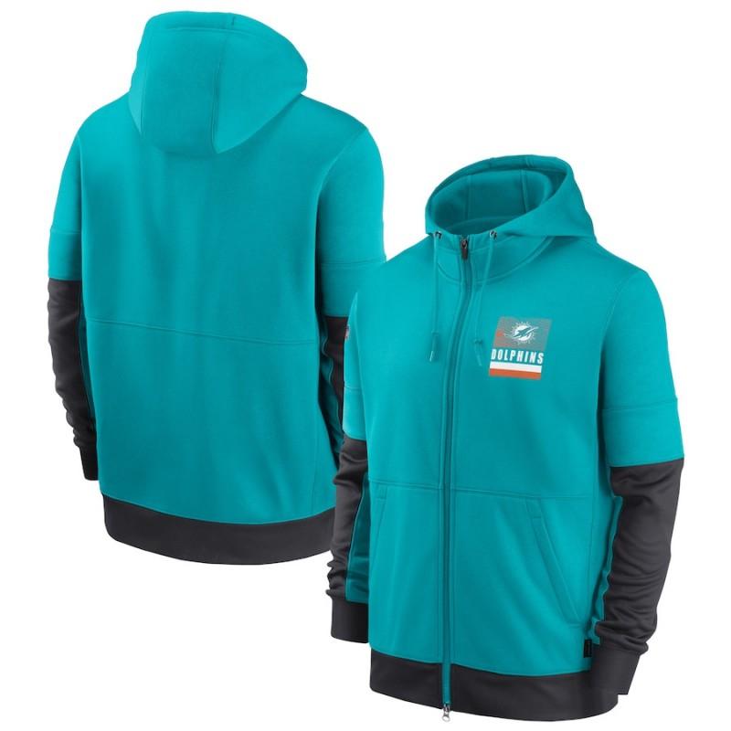 Mens Zip-Up Hooded Sweatshirt NFL Football Team Print Athletic Casual Wear